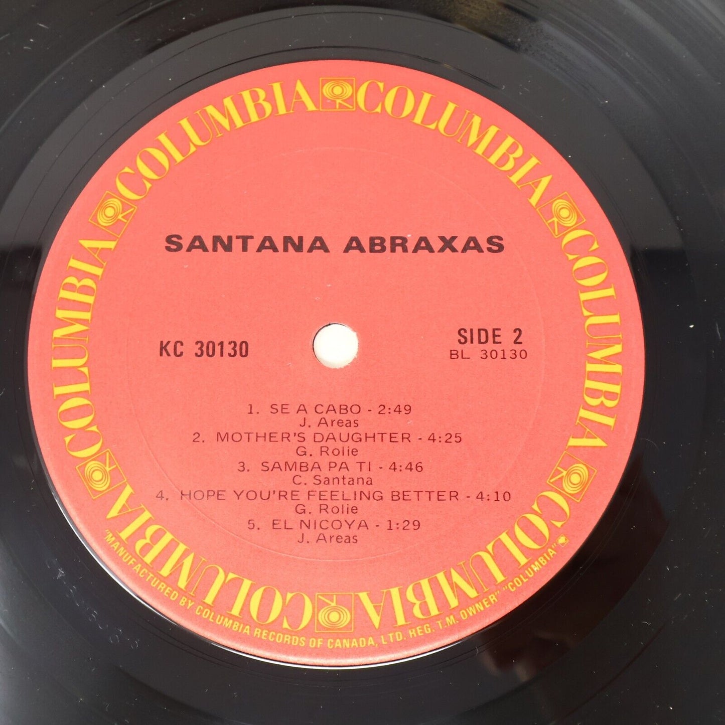 Santana Abraxas LP Record Vinyl Poster Columbia KC 30130 Canada 70s Oye Como Va