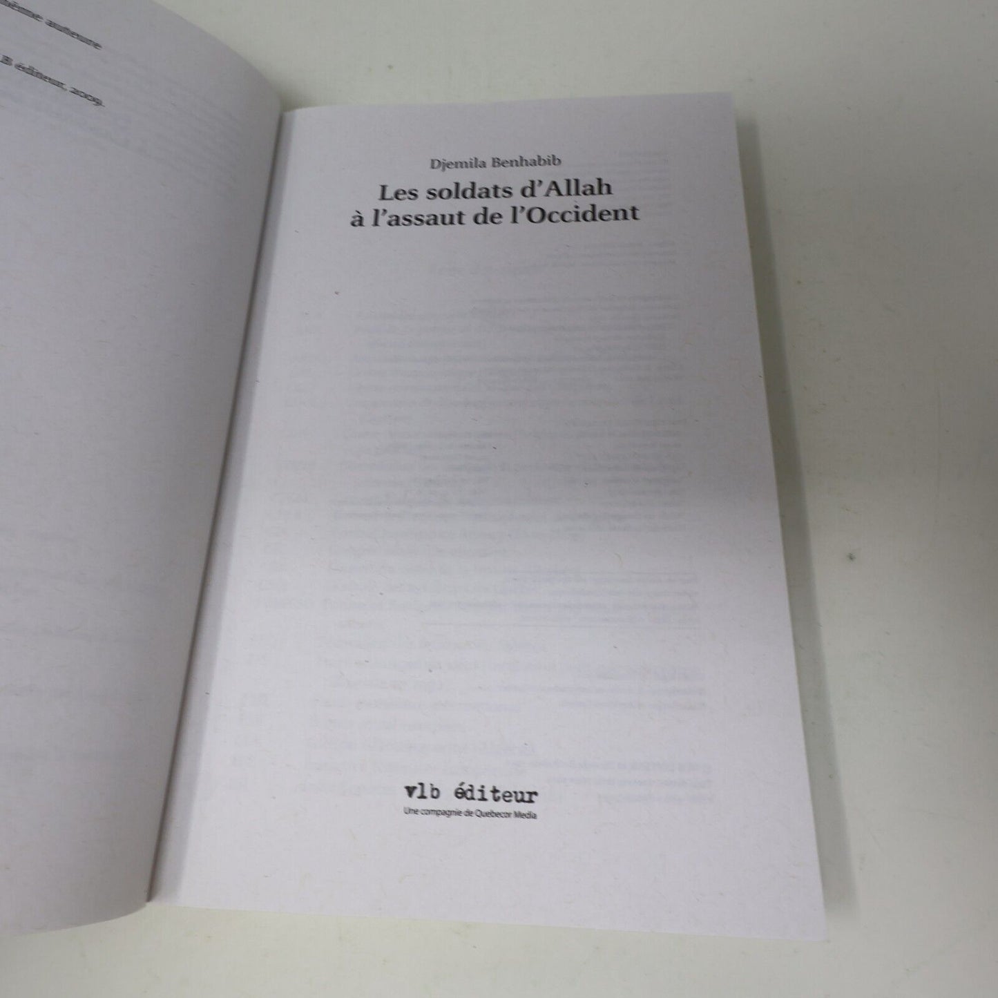 2011 Les Soldats d'Allah à l'Assaut de l'Occident Djemila Benhabib Vlb Français
