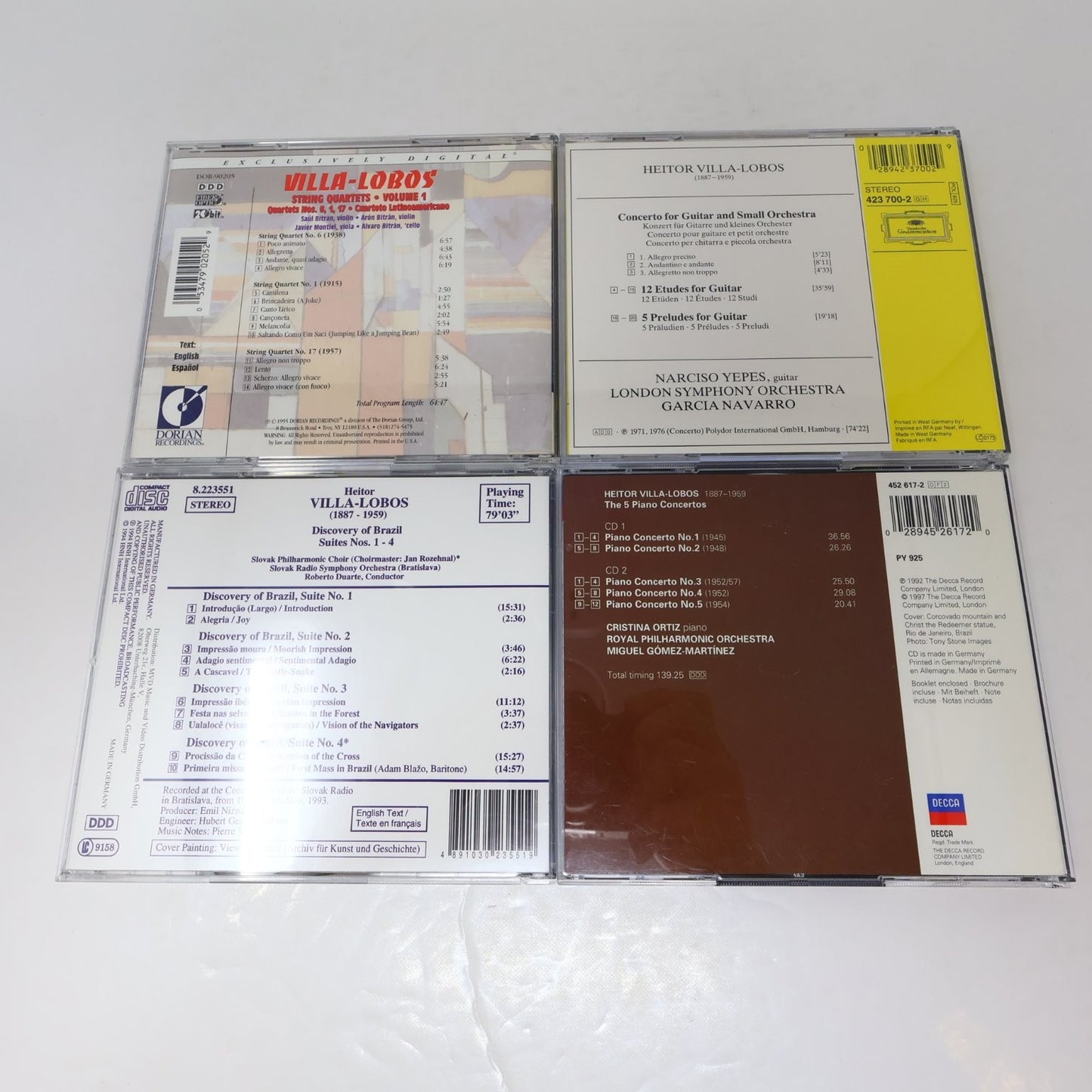 Villa-Lobos 10 CD Lot String Quartets/5 Pianos Concertos/Choros Classical Latin