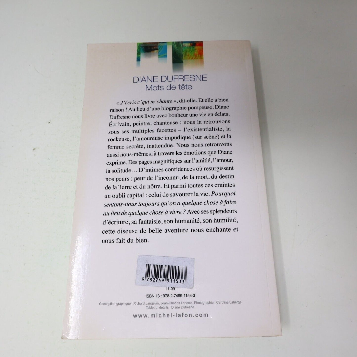 2009 Mots de Tête Diane Dufresne Biographie Musique Chanson Michel Lafon Livre