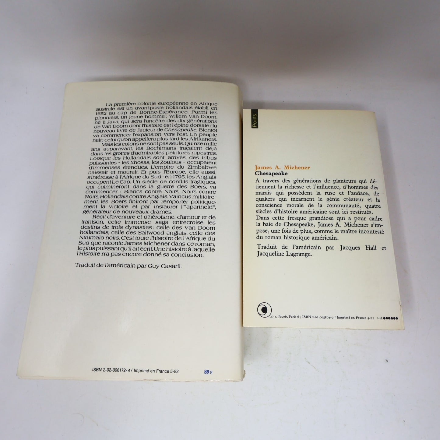 James Albert Michener Lot 2 Livres Chesapeake/L'Alliance Français French Seuil
