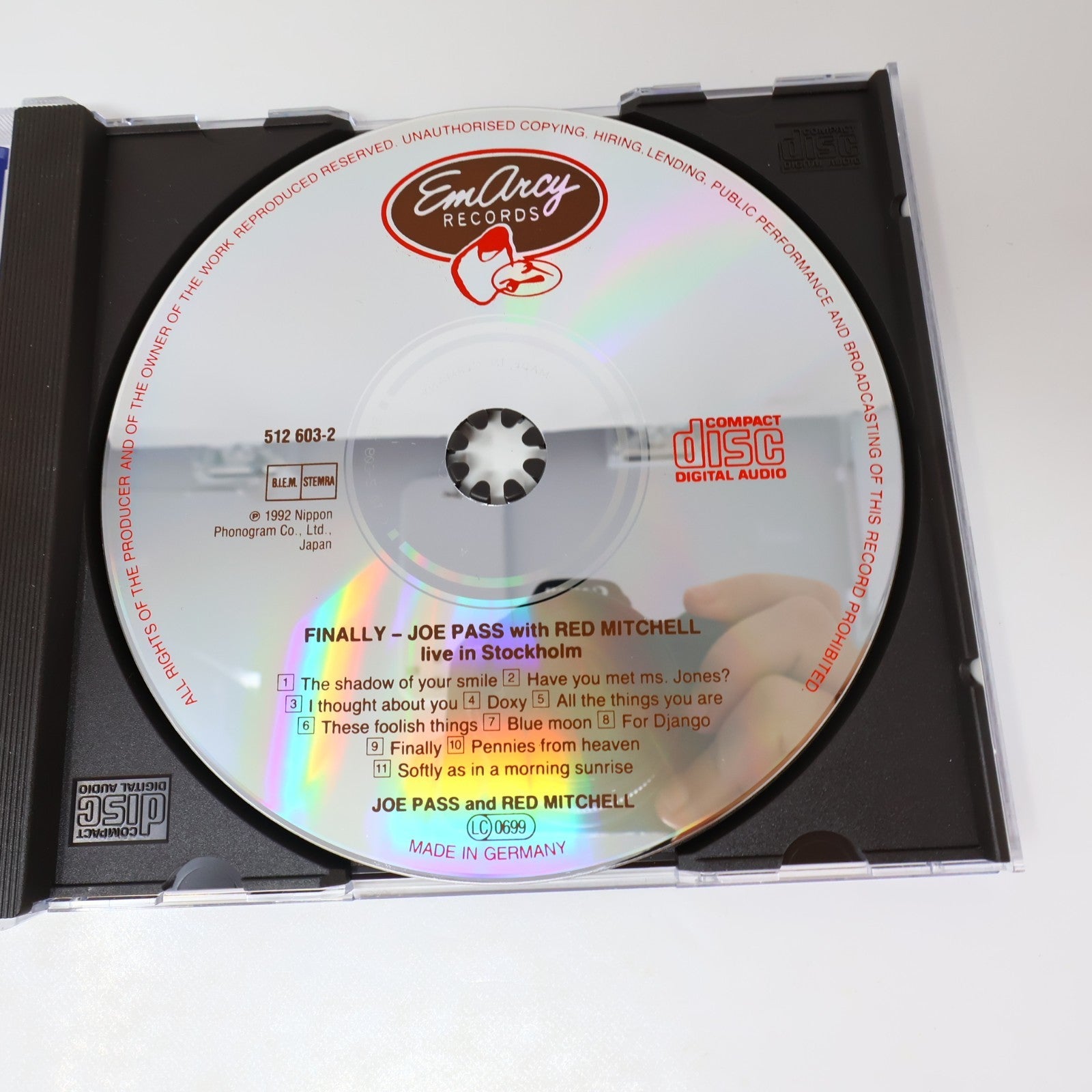Finally Live in Stockholm CD Joe Pass/Red Mitchell EmArcy 1992 512 603-2 90s
