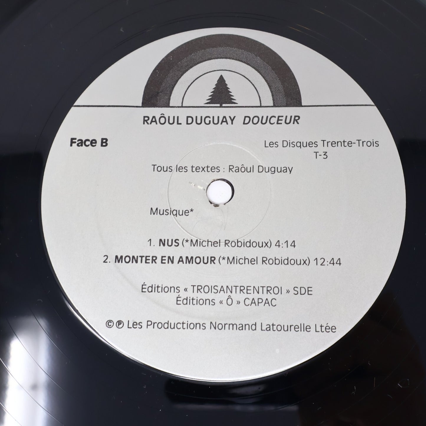 Raôul Duguay Douceur Disque LP Record 1985 T-3 Québécois Trente-Trois Raoul