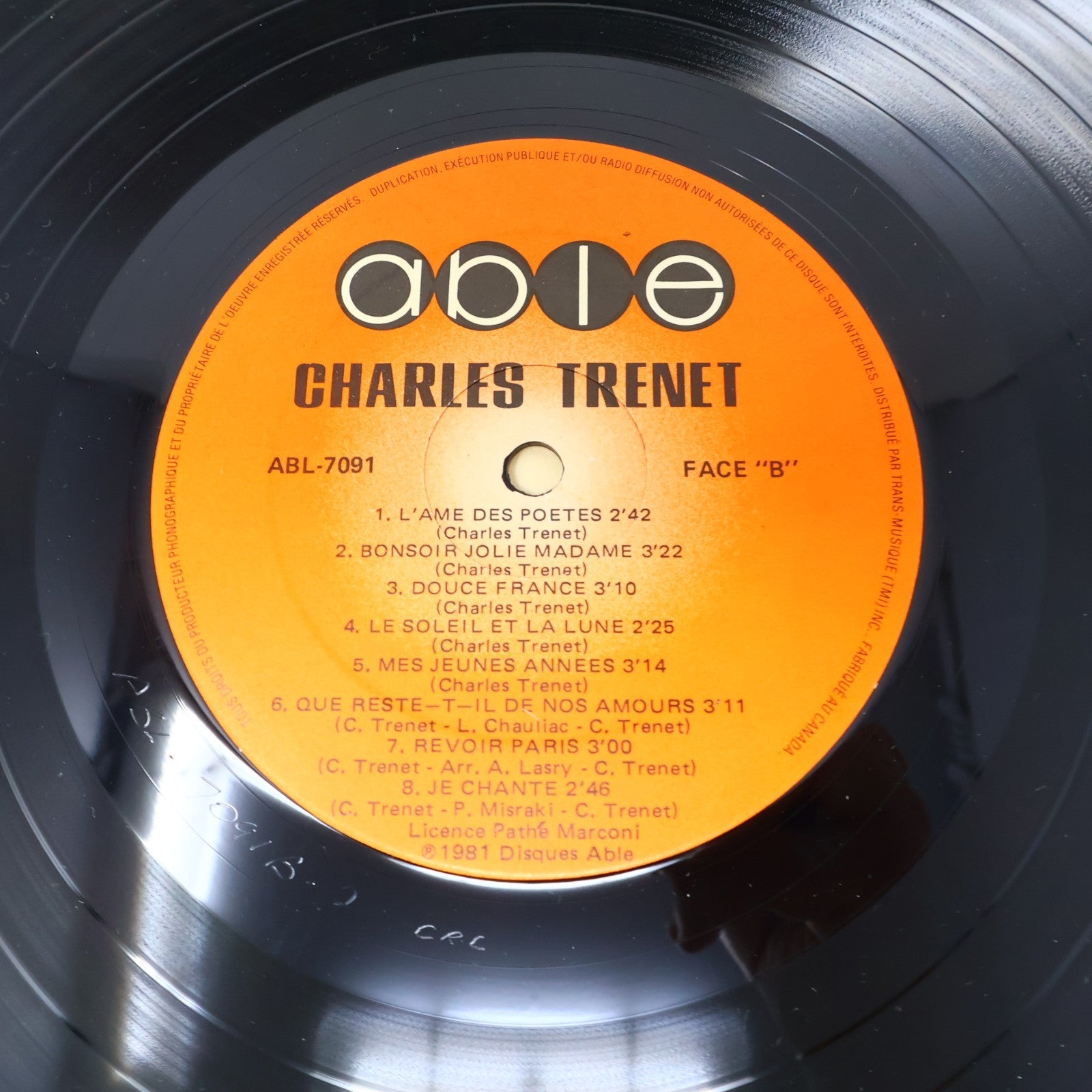 Charles Trenet Lot 2 Disques Record Éponyme & Succès Able/CBS Canada 1981 VG+