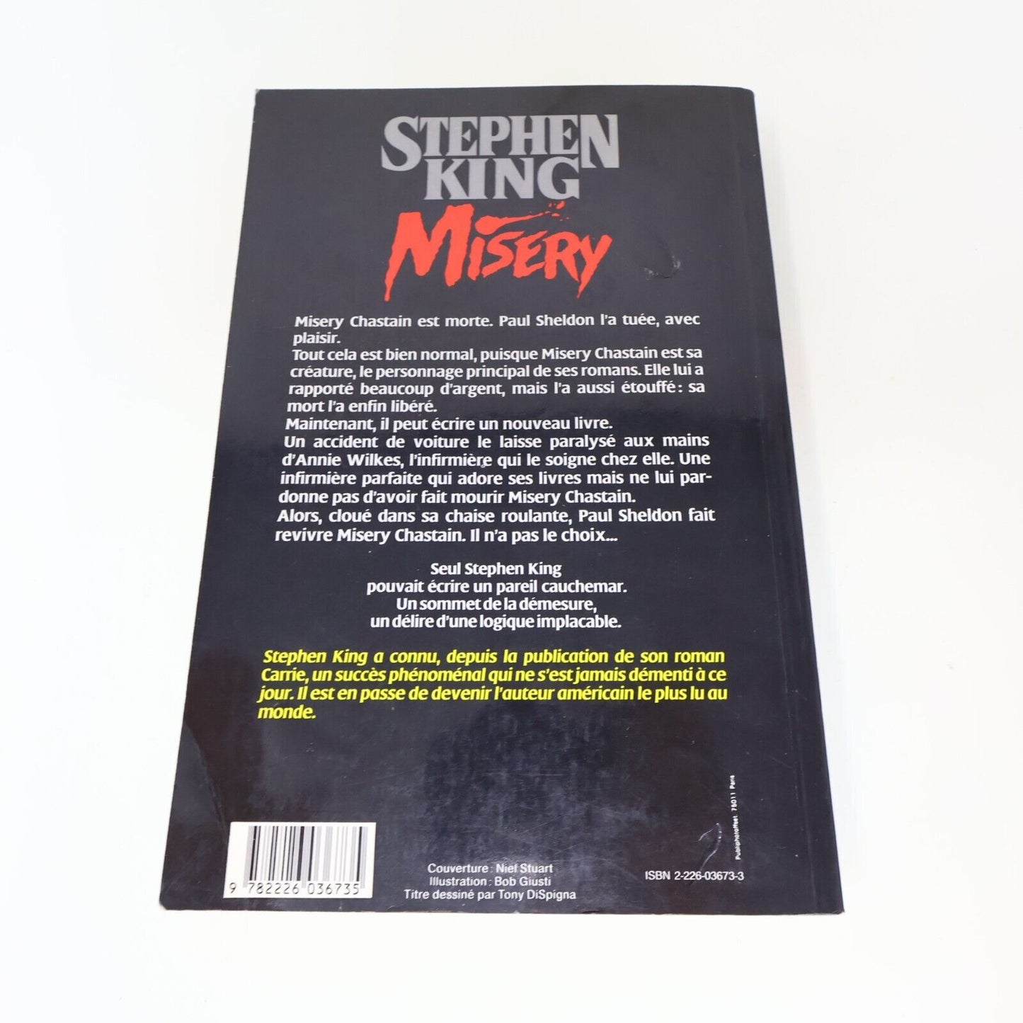 1989 Misery de Stephen King Paperback PB Albin Michel Horreur Français Fiction