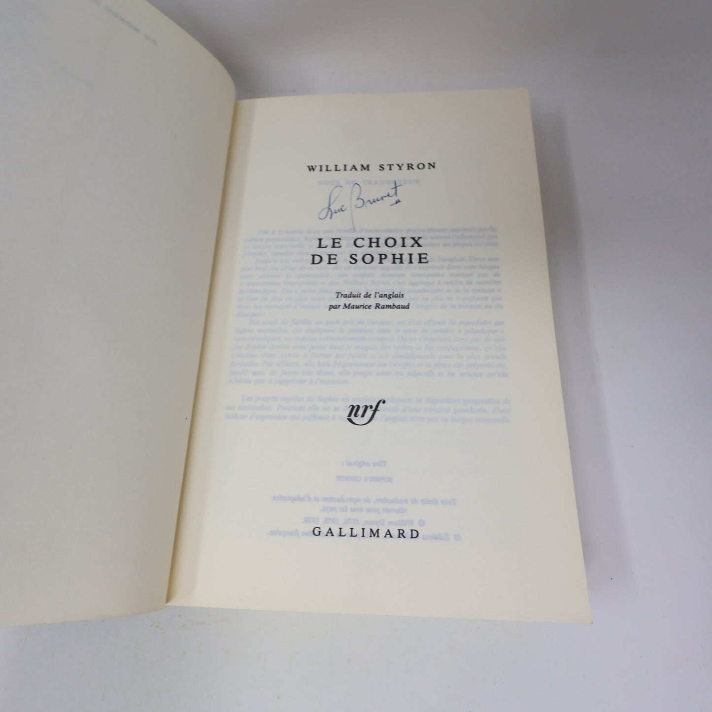 William Styron Lot 3 Livres Le Choix de Sophie/La Proie des Flammes 1-2 Français