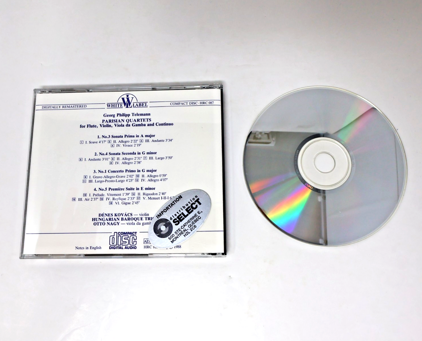 Telemann Parisian Quartets for Flute/Violin/Viola/Continuo CD Kovács/Ottó Nagy