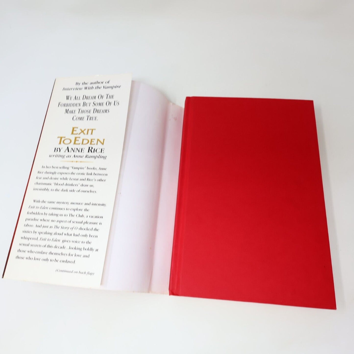 1985 Exit to Eden by Anne Rice as Anne Rampling Hardcover HC DJ Morrow 80s