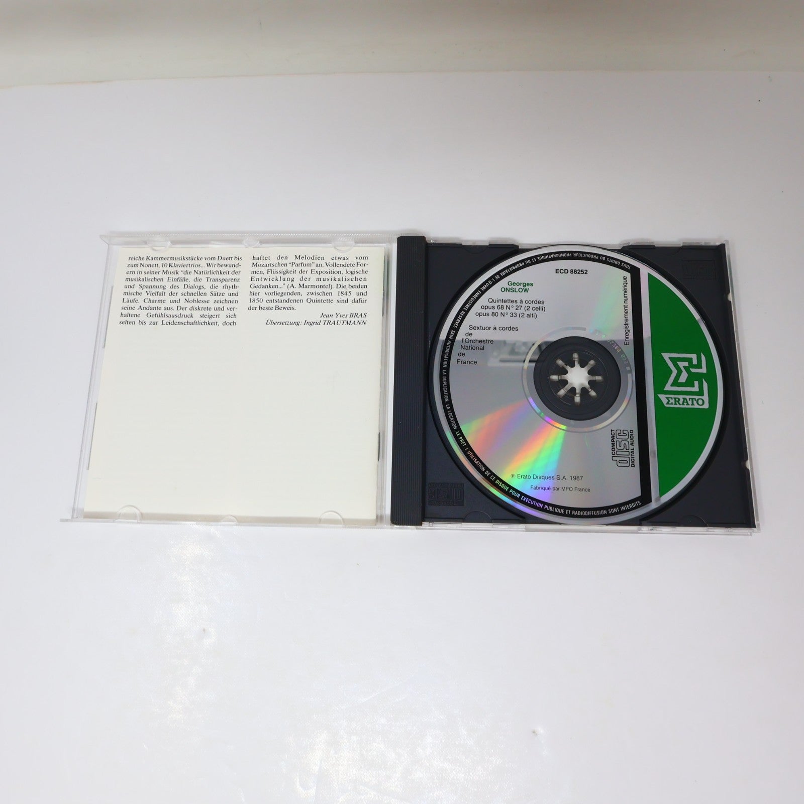 Georges Onslow 2 Quintettes à Cordes CD Erato 1987 Classical Romantic ECD 88252