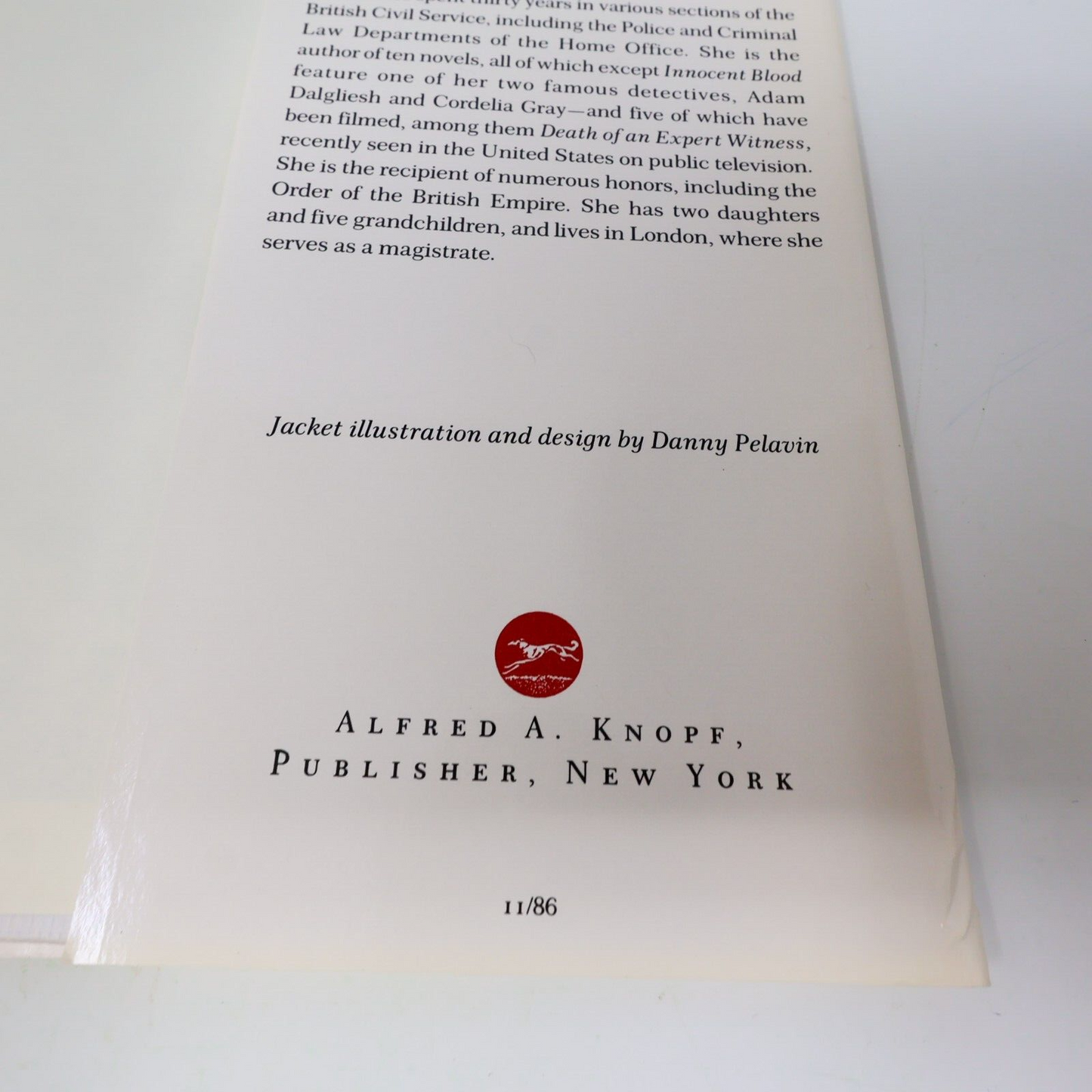 1986 A Taste For Death P. D. James Mystery Thriller Crime Knopf Hardcover Book