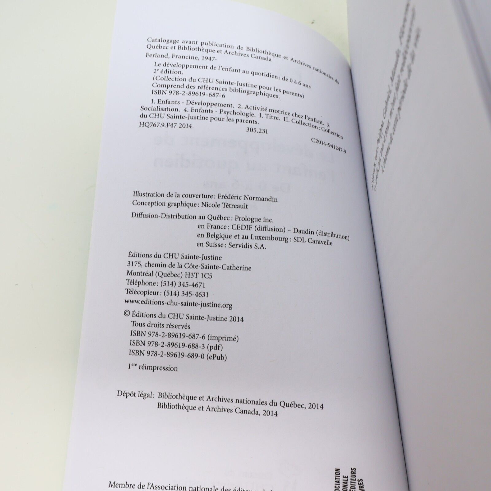2014 Le Développement de l'Enfant au Quotidien de 0 à 6 Ans Francine Ferland PB
