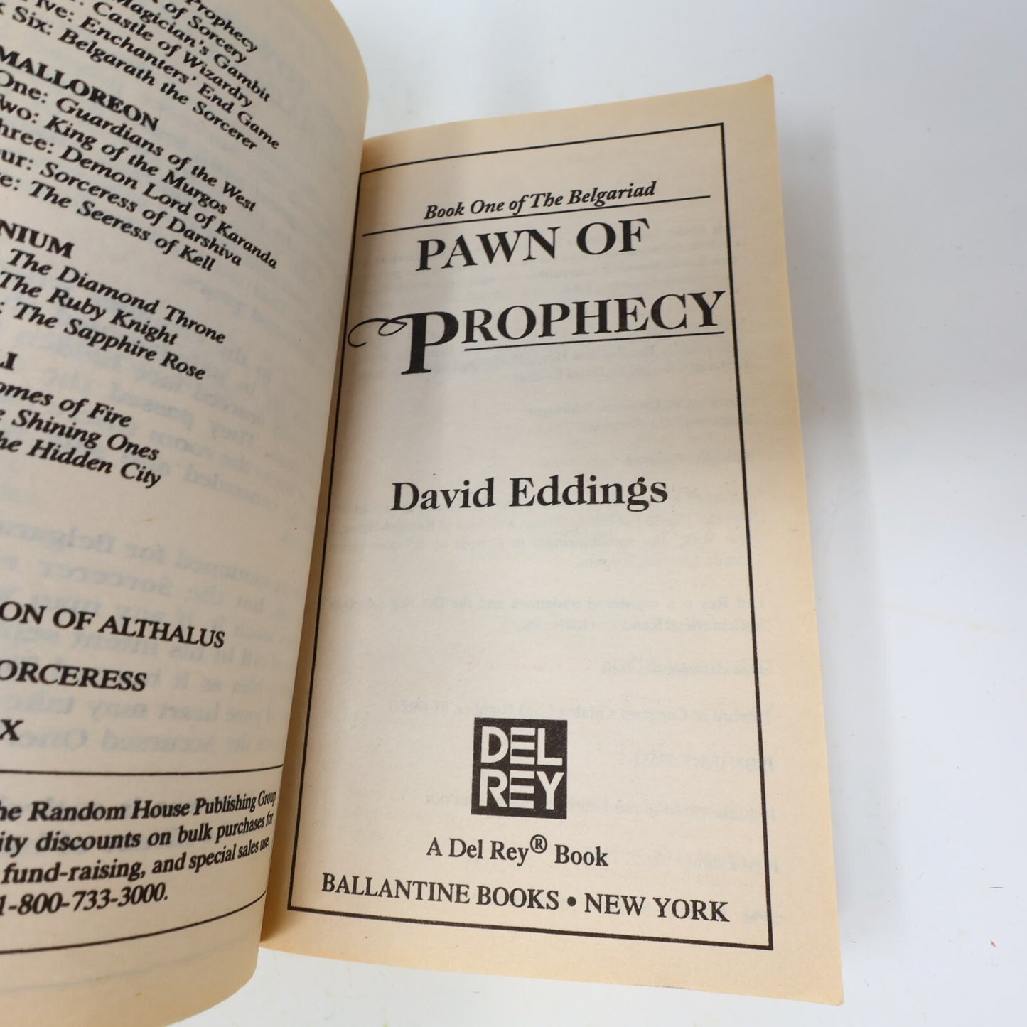 The Belgariad #1-5 5 Books Lot David Eddings Pawn of Prophecy Del Rey Paperback
