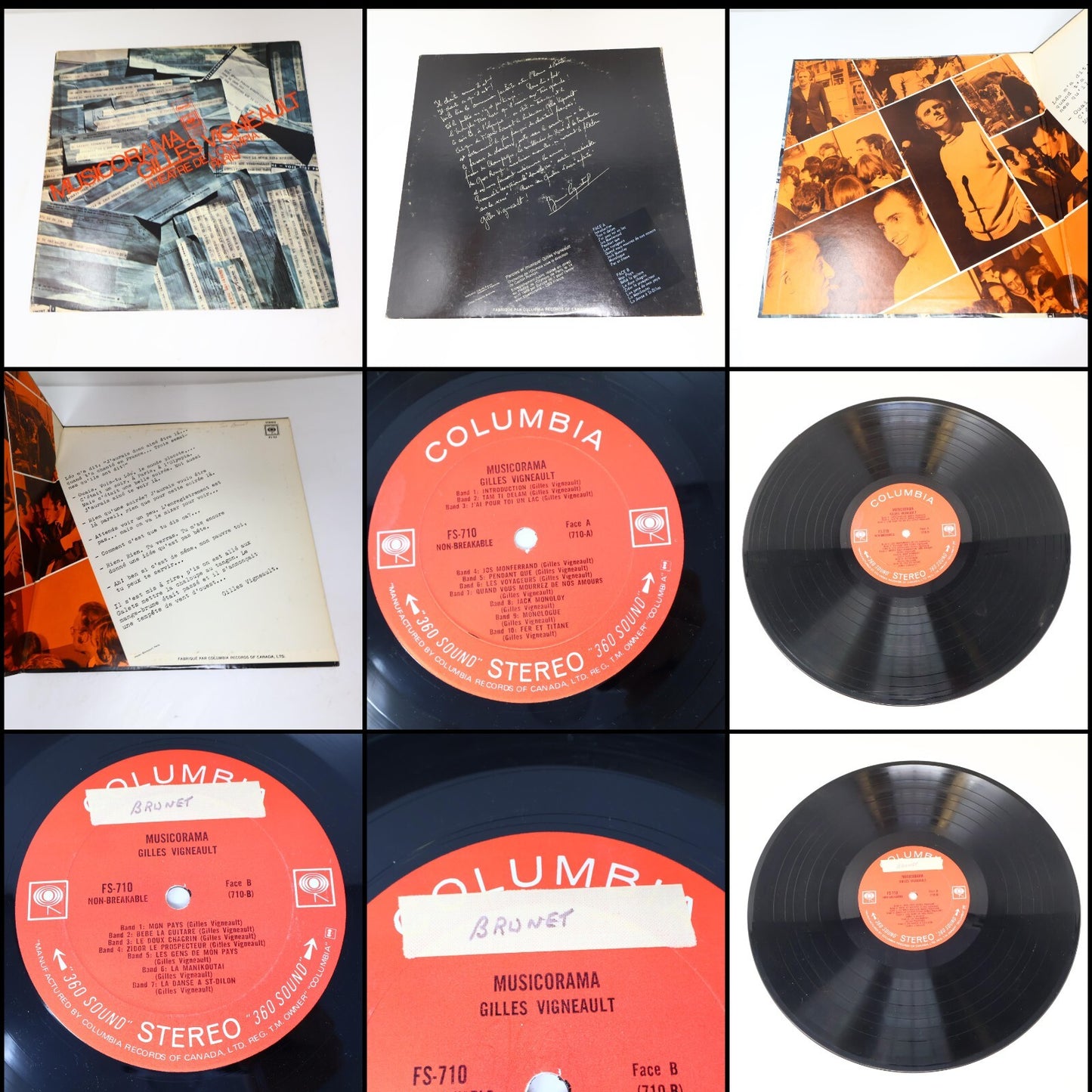 Gilles Vigneault Lot 7 Disques LP Record Combien De Fois Faut-Il Parler D'amour?