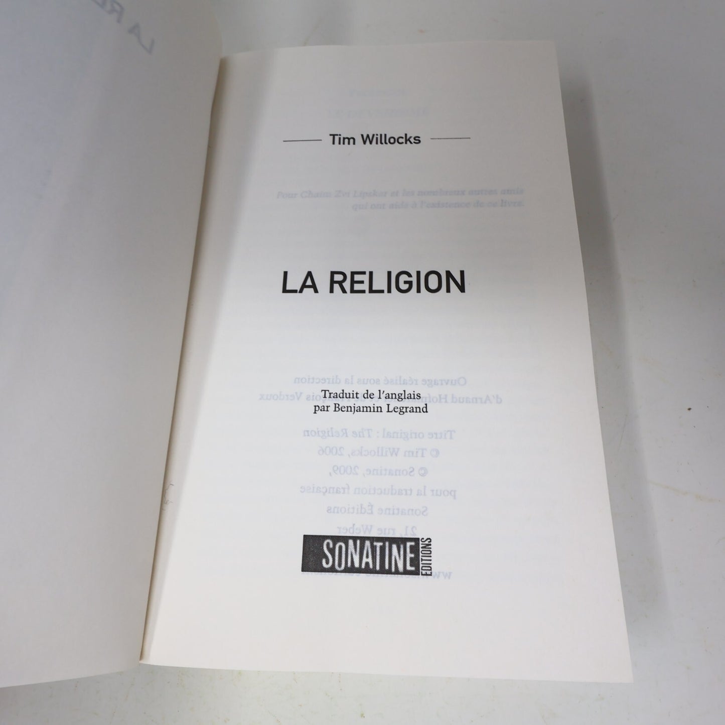 2009 La Religion Tim Willocks Sonatine Fiction Historique Français Paperback PB