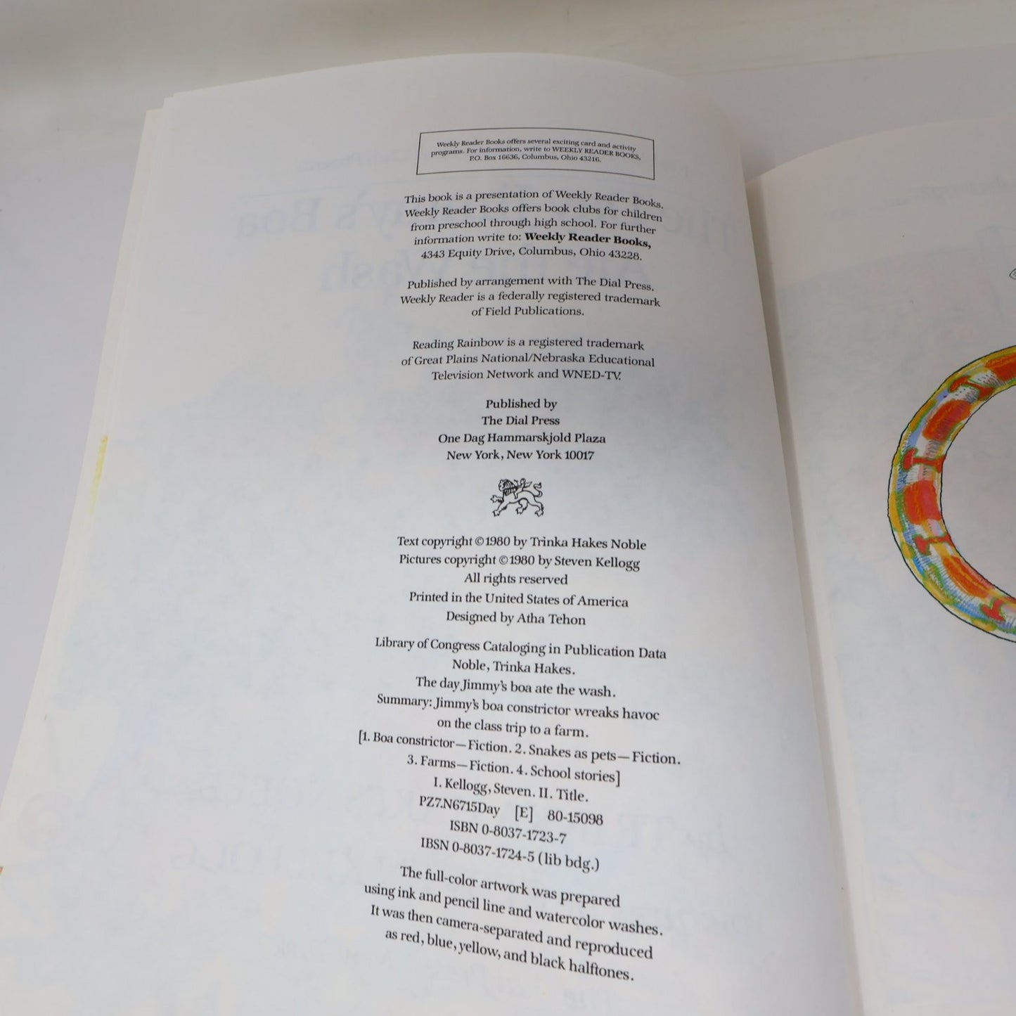 The Day Jimmy's Boa Ate the Wash Noble 1980 Illustrated Kids Book Dial Press