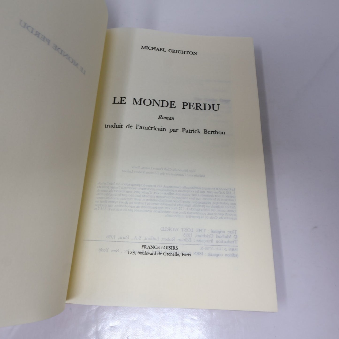 Le Parc Jurassique/Le Monde Perdu Lot 2 Livres Michael Crichton 1993/1997 HC BCE