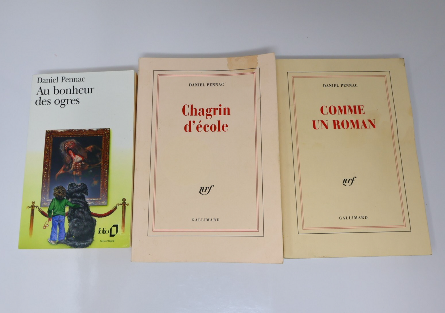 Daniel Pennac Lot 3 Livres Comme un Roman/Chagrin d'École/Au Bonheur des Ogres