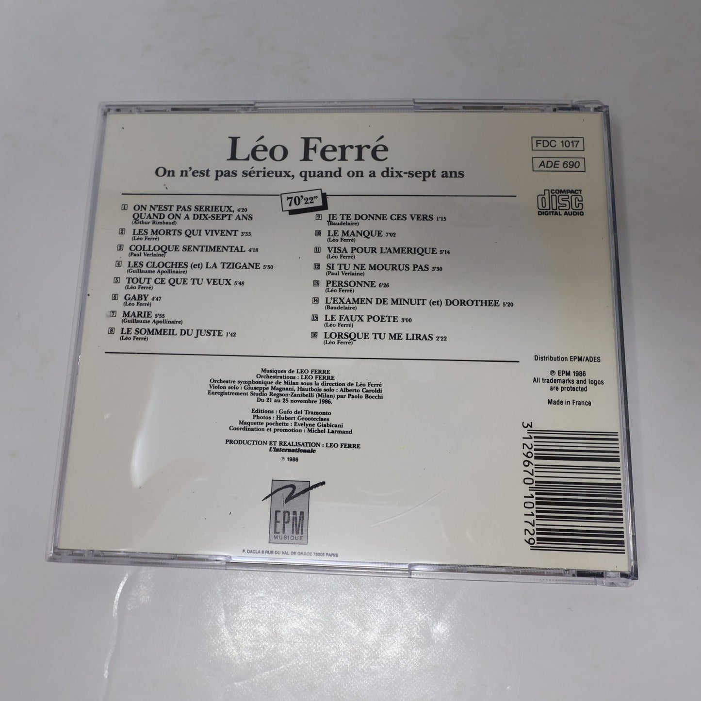 Léo Ferré Lot 4 CD Avec Le Temps/Au Théâtre Des Champs-Élysées/L'Opéra du Pauvre