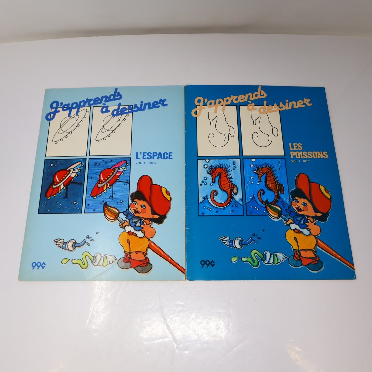 J'Apprends à Dessiner Lot 7 Livres à Colorier Québec Agenda Poissons/Espace 1984