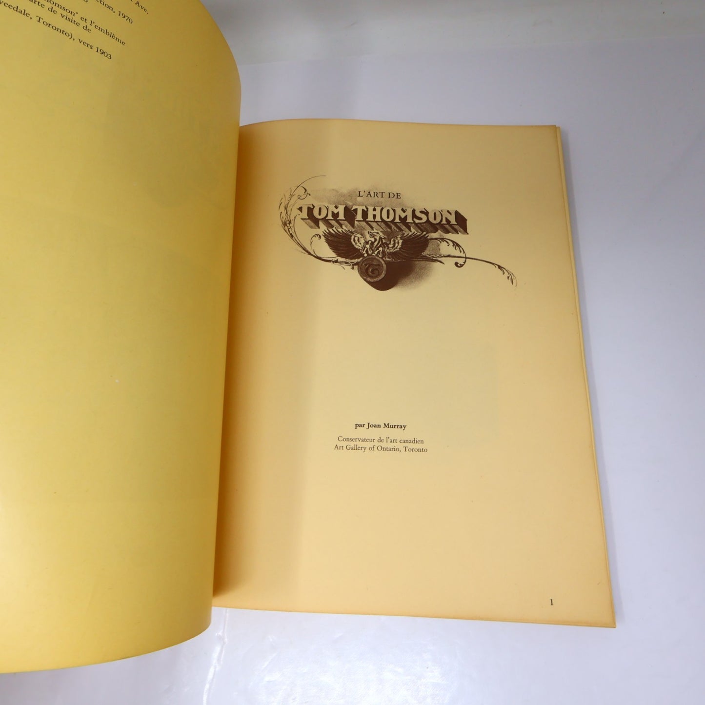L'Art de Tom Thomson Art Gallery of Toronto 1972 Catalogue d'Exposition Français