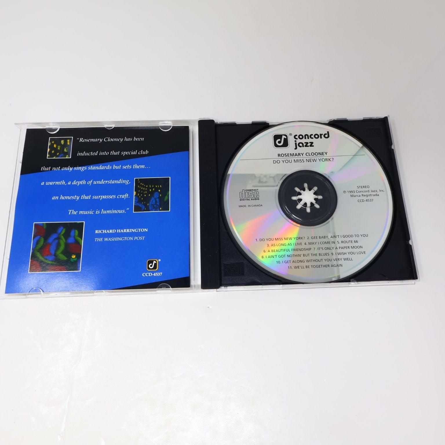 Rosemary Clooney Do You Miss New York? CD 1993 Jazz Concord CCD-4537 1990s