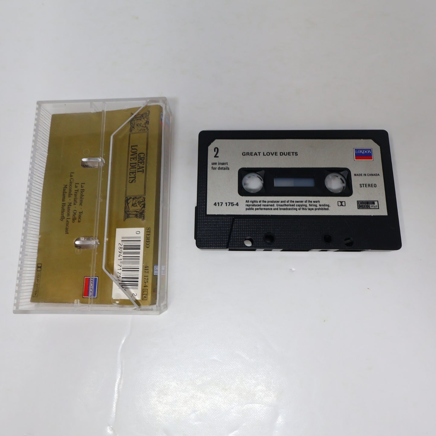 Great Love Duet Opera Gala Cassette Tebaldi/Del Monaco/Bergonzi/Corelli London
