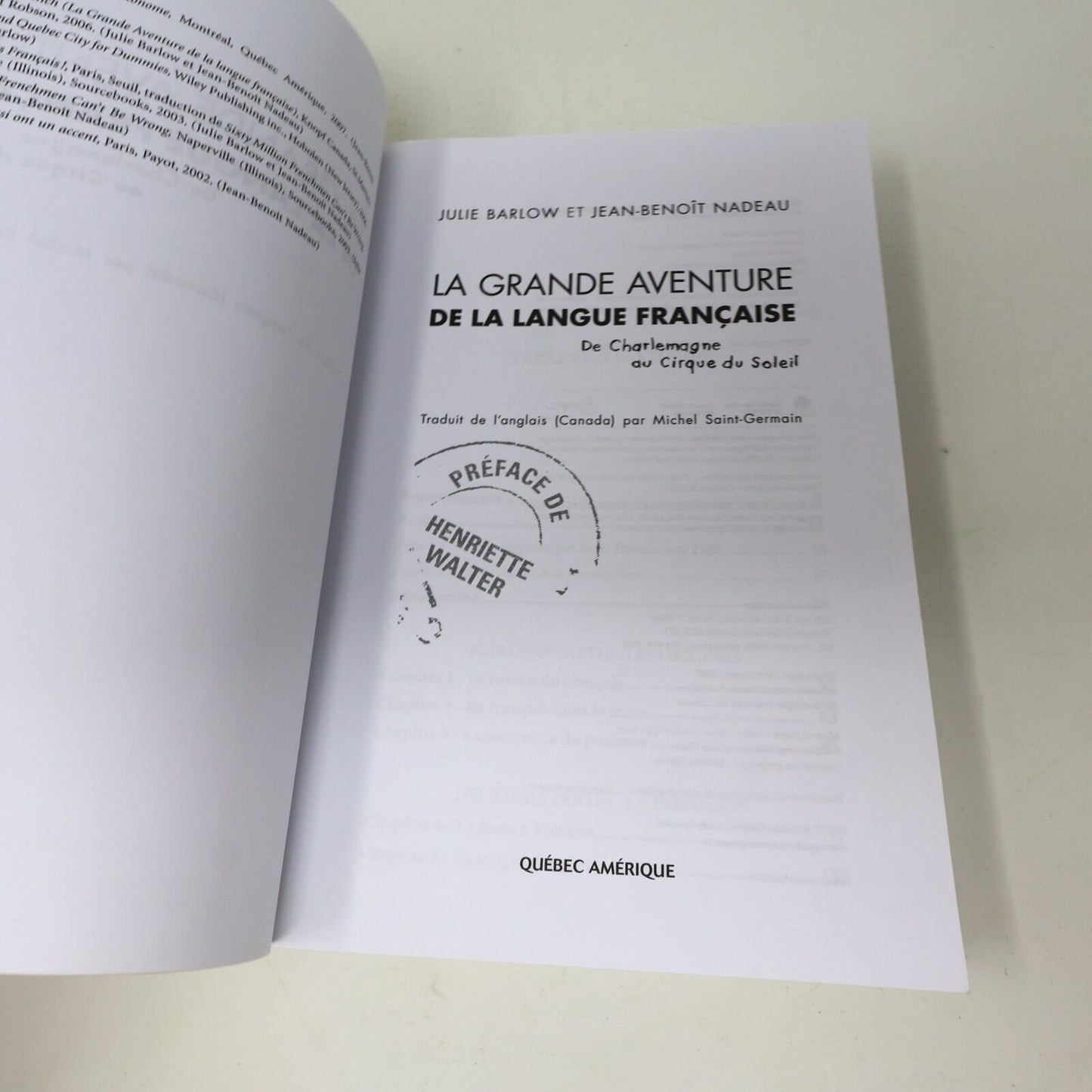 2007 La Grande Aventure de la Langue Française Julie Barlow Jean-Benoit Nadeau