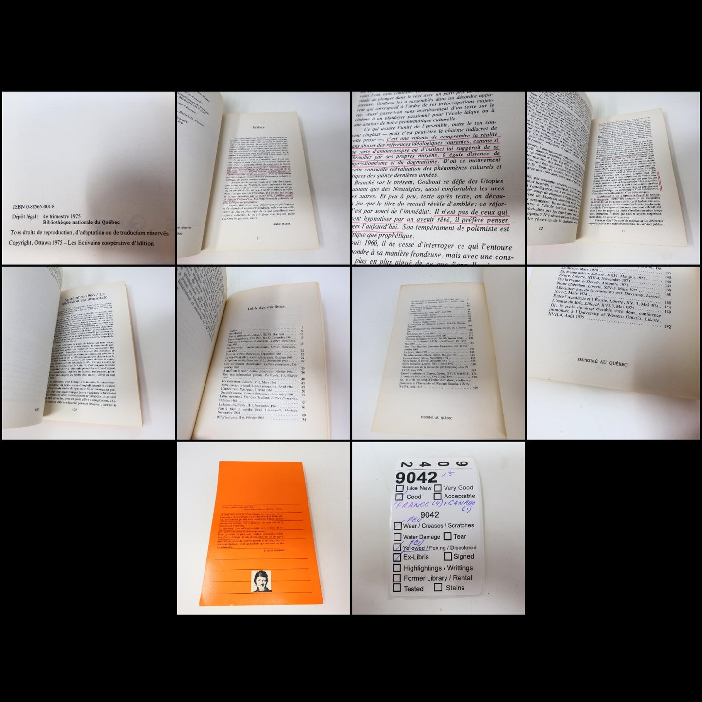 Jacques Godbout Lot 5 Livres Têtes à Papineau/Réformiste/Salut Galarneau! Roman