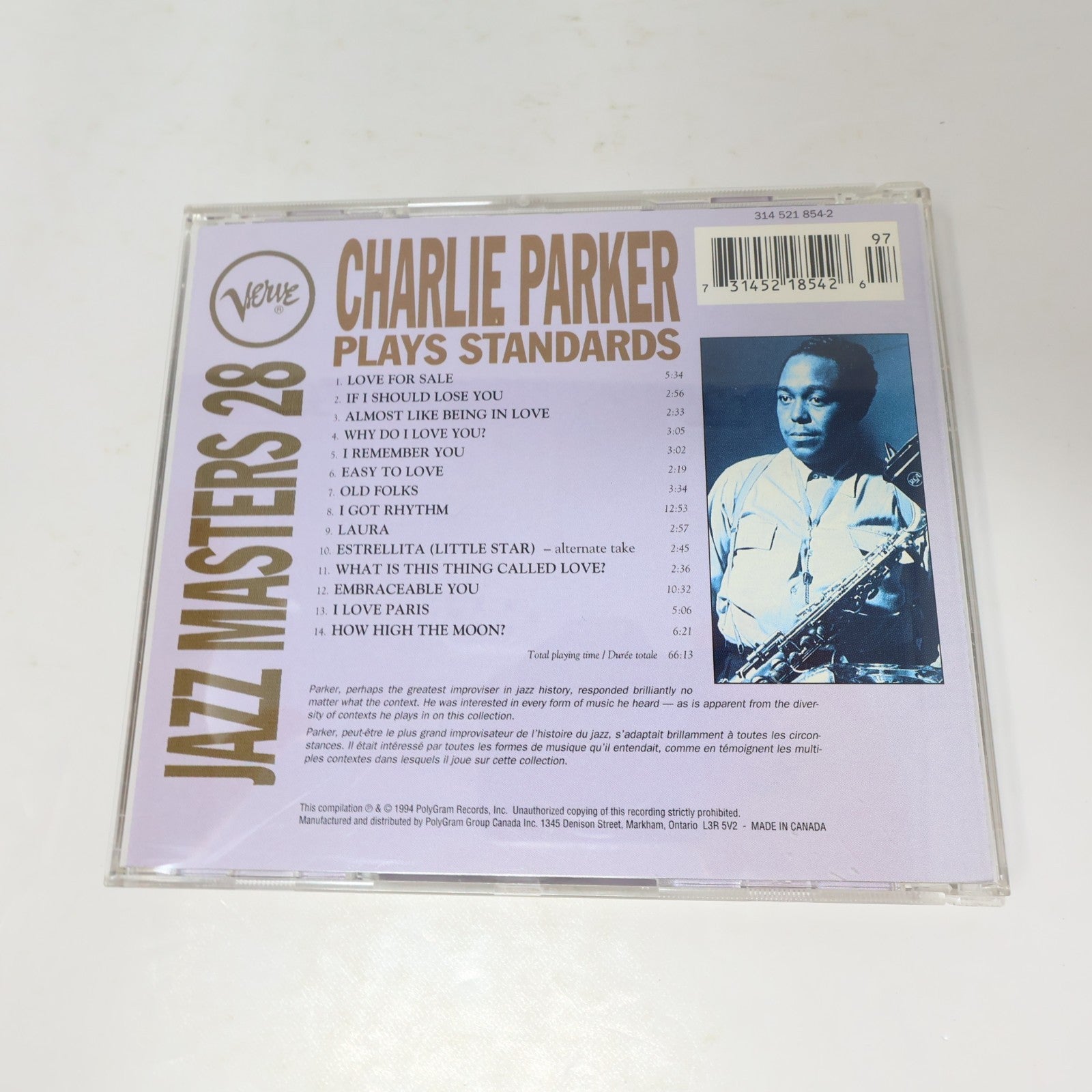 Charlie Parker 2 CDs Lot Plays the Blues/Plays Standards Jazz Bop 1992 1994 90s