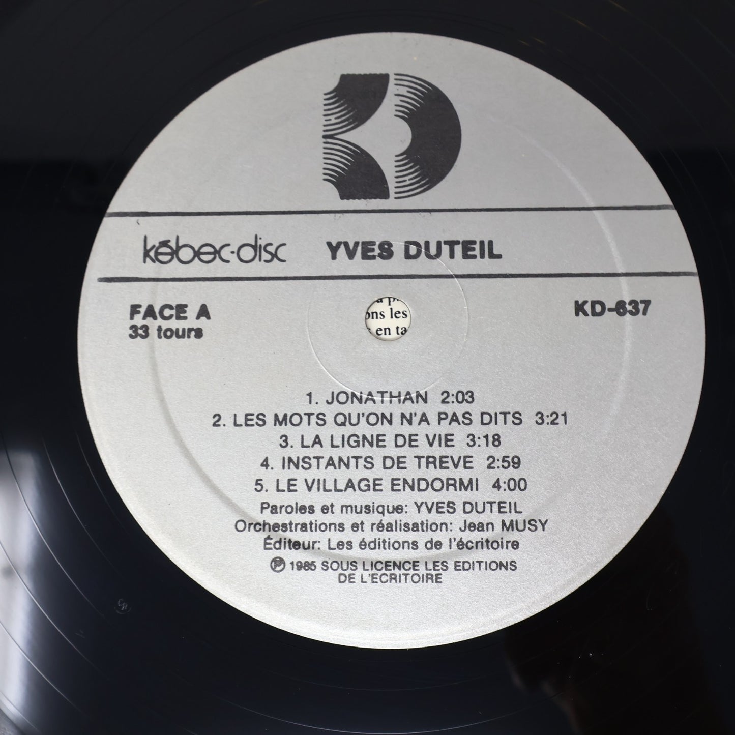 Yves Duteil Lot 2 Disques La Langue De Chez Nous/Prendre un Enfant par la Main