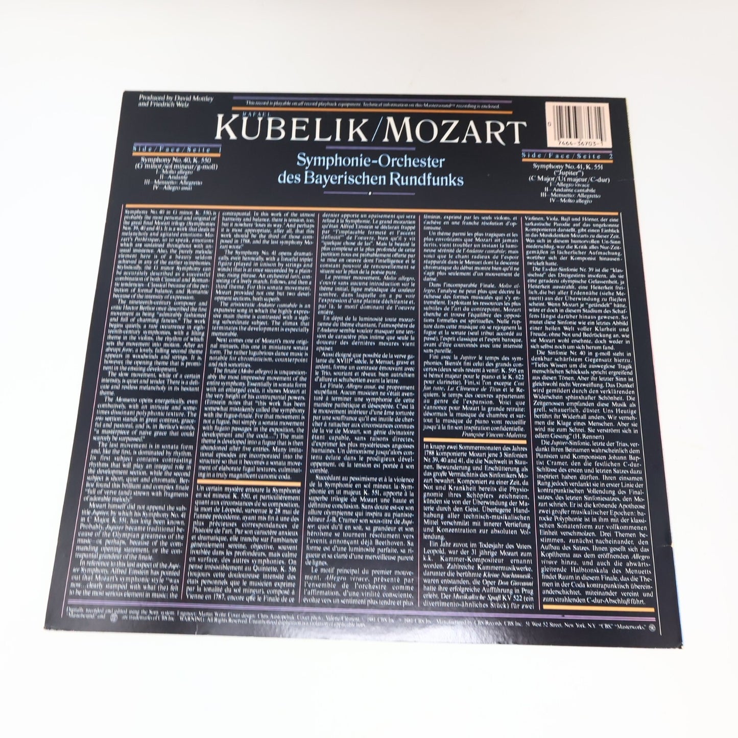 Kubelik/Mozart Symphony #40 K 550 #41 K 551 Bayerischen LP Record Vinyl IM 36703