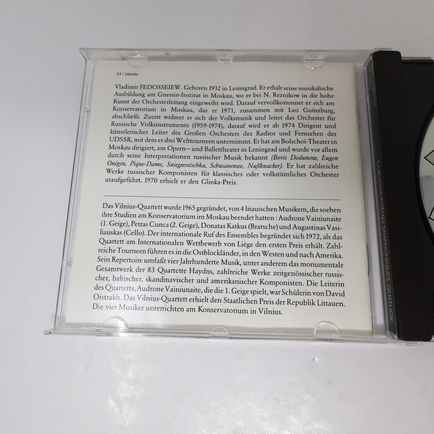 Ciurlionis Symphonic Poems "In the Forest"/"The Sea" String Quartet CD 1991 90s