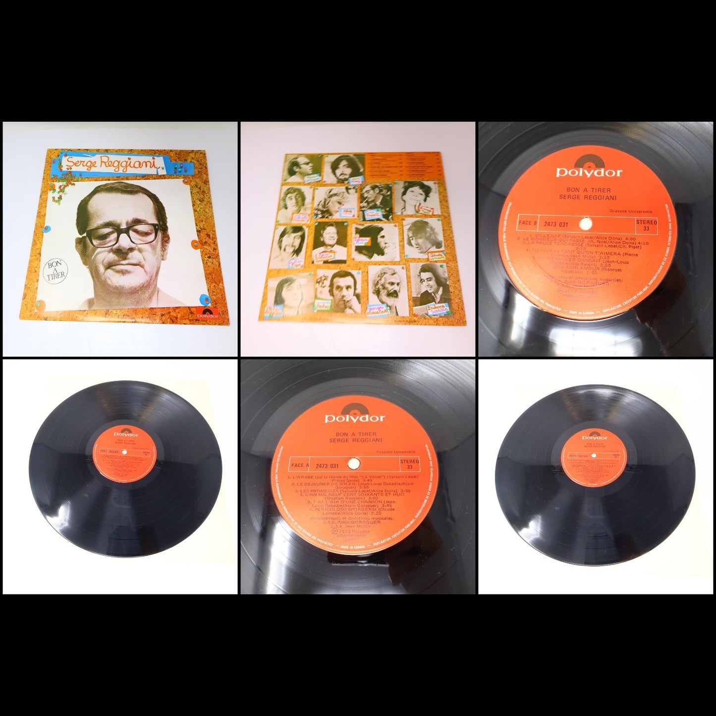 Serge Reggiani Lot 4 Disques Record Bon A Tirer/Éponyme Polydor Canada 70s VG+