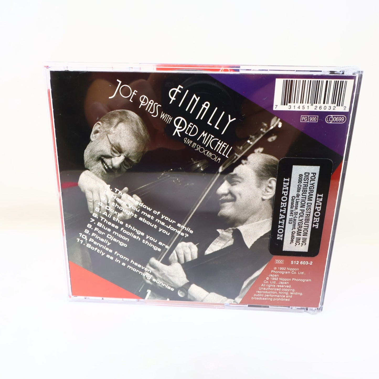 Finally Live in Stockholm CD Joe Pass/Red Mitchell EmArcy 1992 512 603-2 90s