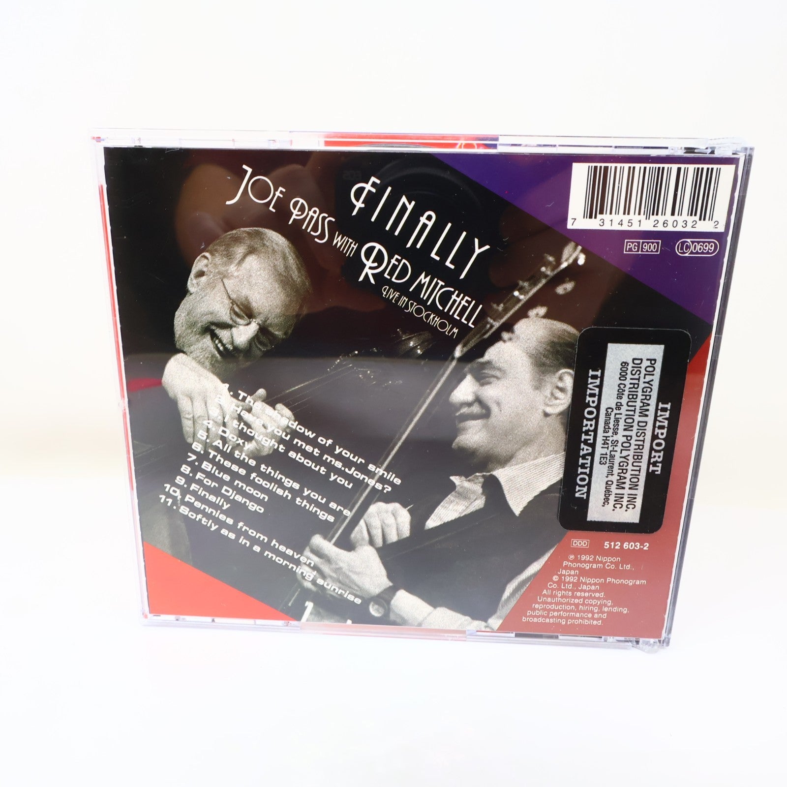 Finally Live in Stockholm CD Joe Pass/Red Mitchell EmArcy 1992 512 603-2 90s
