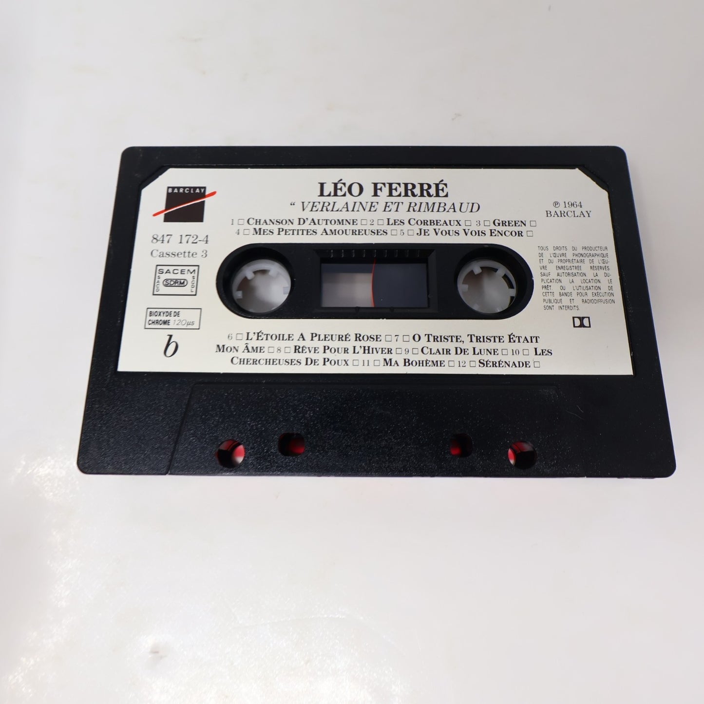 Léo Ferré Les Poètes Boîtier Cassette Apollinaire/Baudelaire/Verlaine Rimbaud