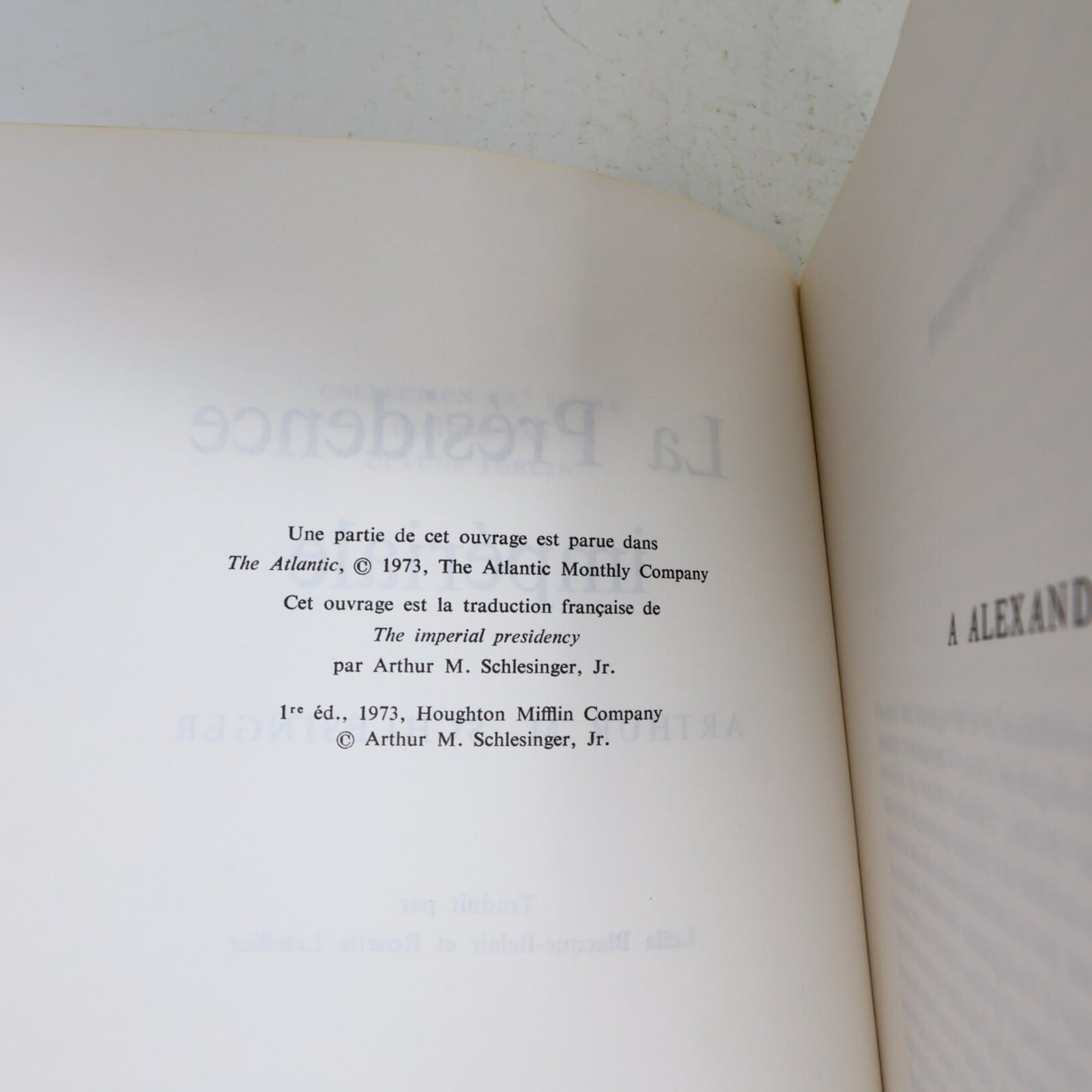 1976 La Présidence Impériale Arthur Schlesinger PUF Usa Politique Histoire Livre