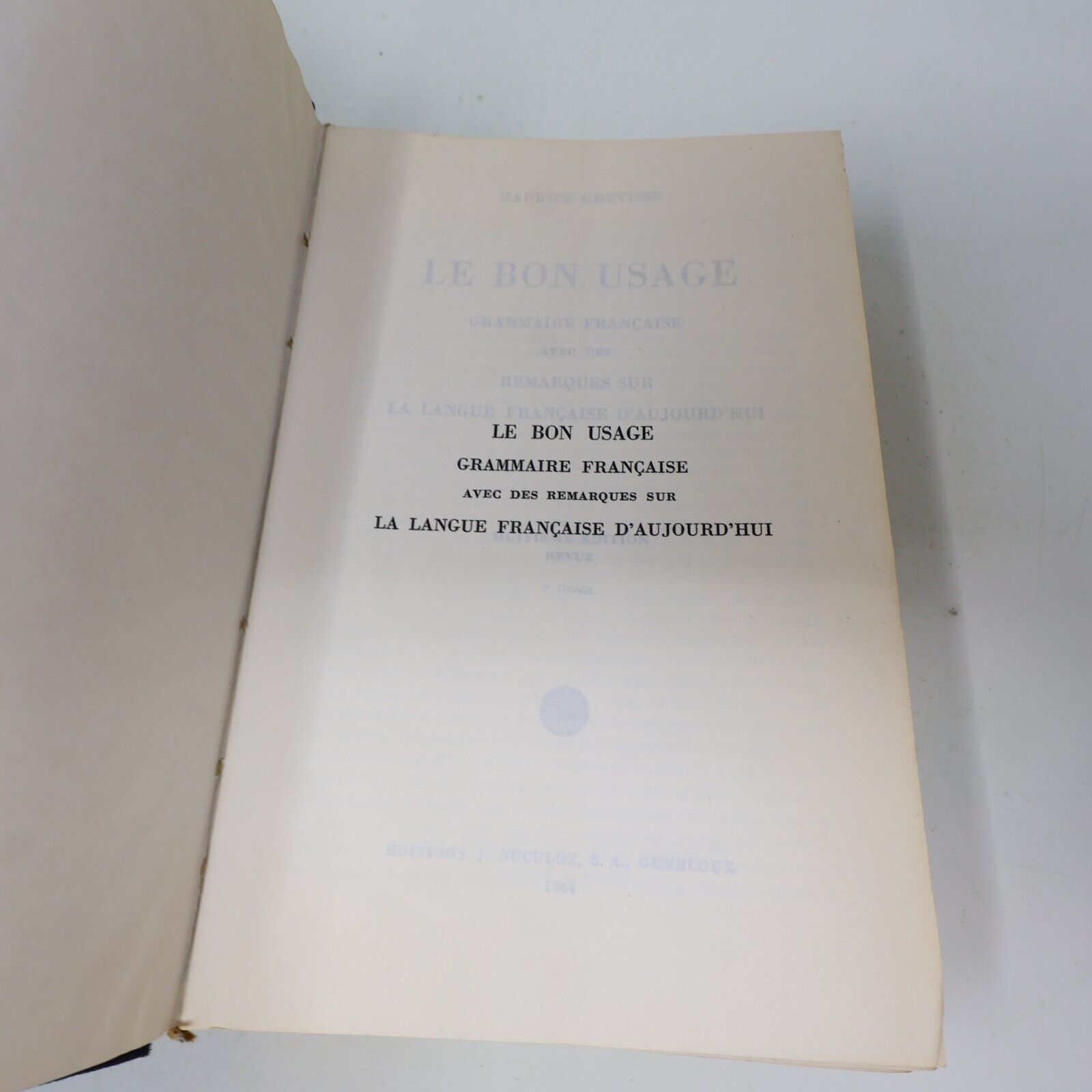 1964 Le Bon Usage Maurice Grevisse Grammaire Française Référence Duculot Relié