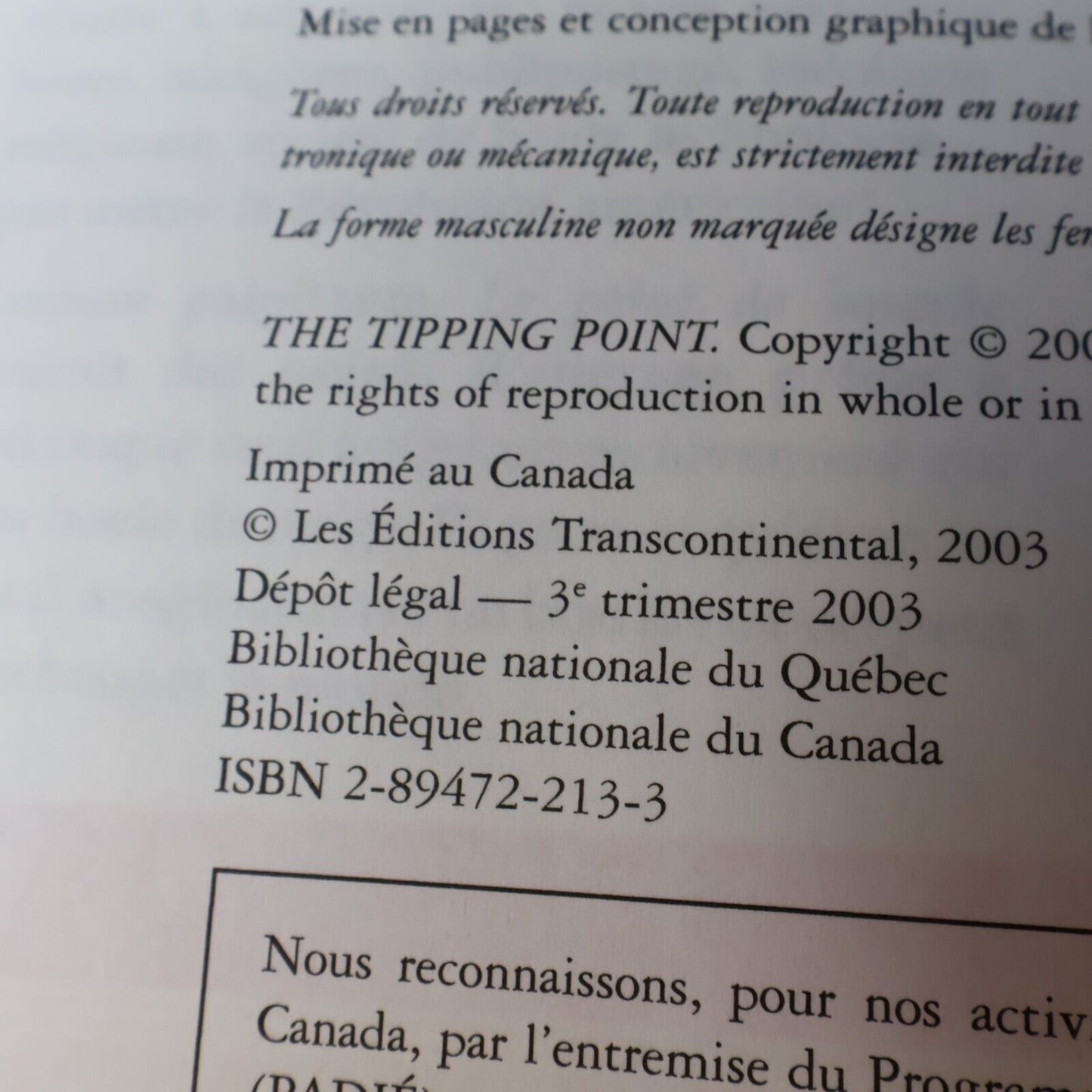 Lot 2 Livres Les Prodiges & Le Point de Bascule de Malcolm Gladwell Affaires