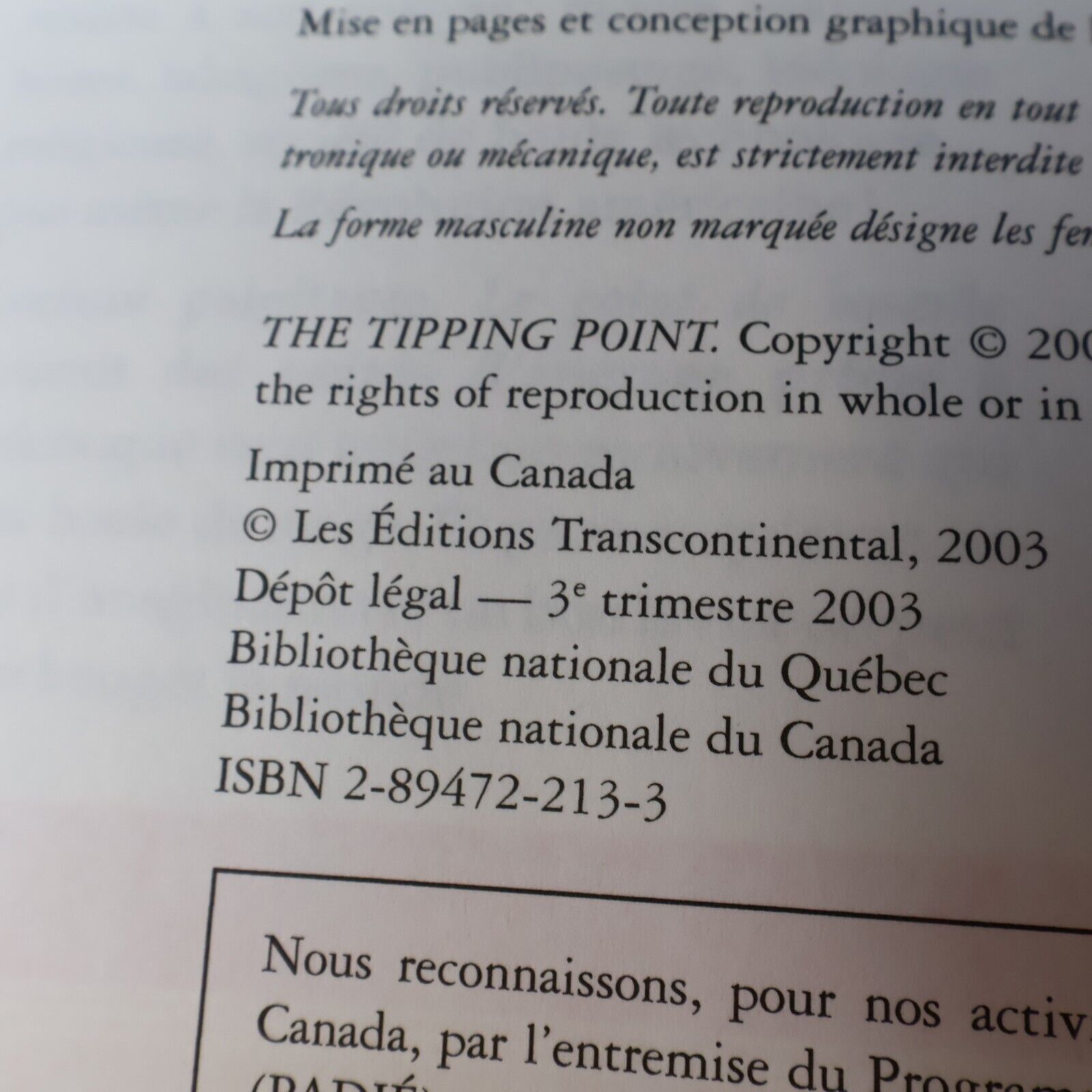 Lot 2 Livres Les Prodiges & Le Point de Bascule de Malcolm Gladwell Affaires