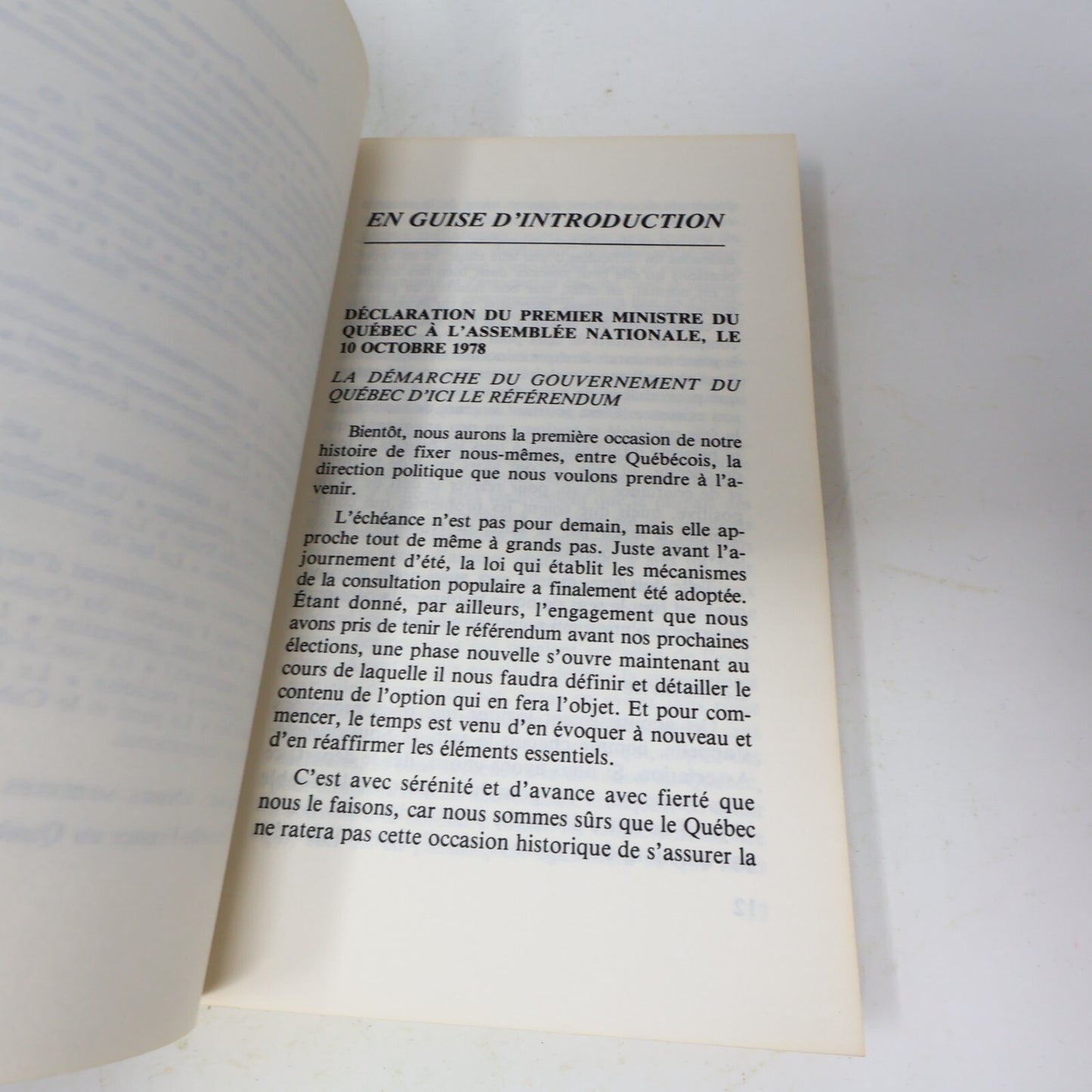 1978 La Passion du Québec René Lévesque Québec Amérique Politique Français Livre