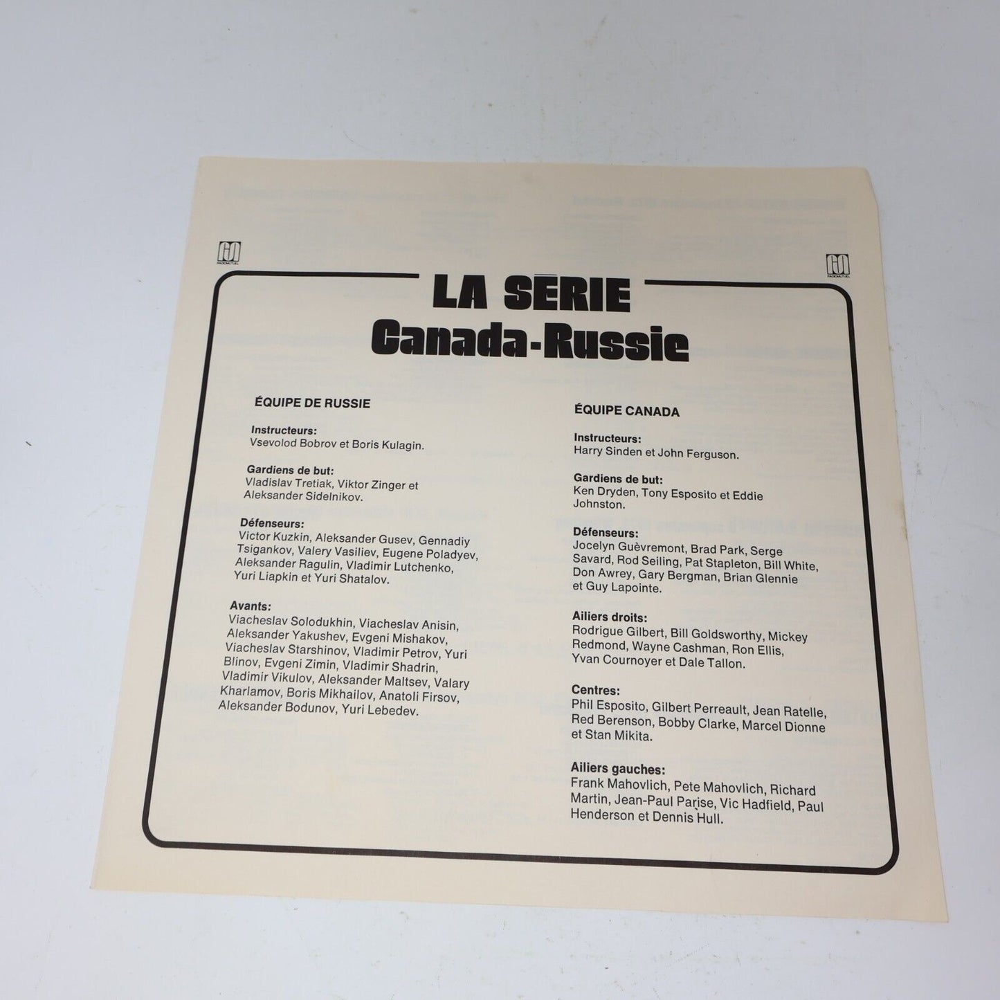 La Série Canada Russie Disque LP Hockey Série du Siècle Français 1973 RM 401