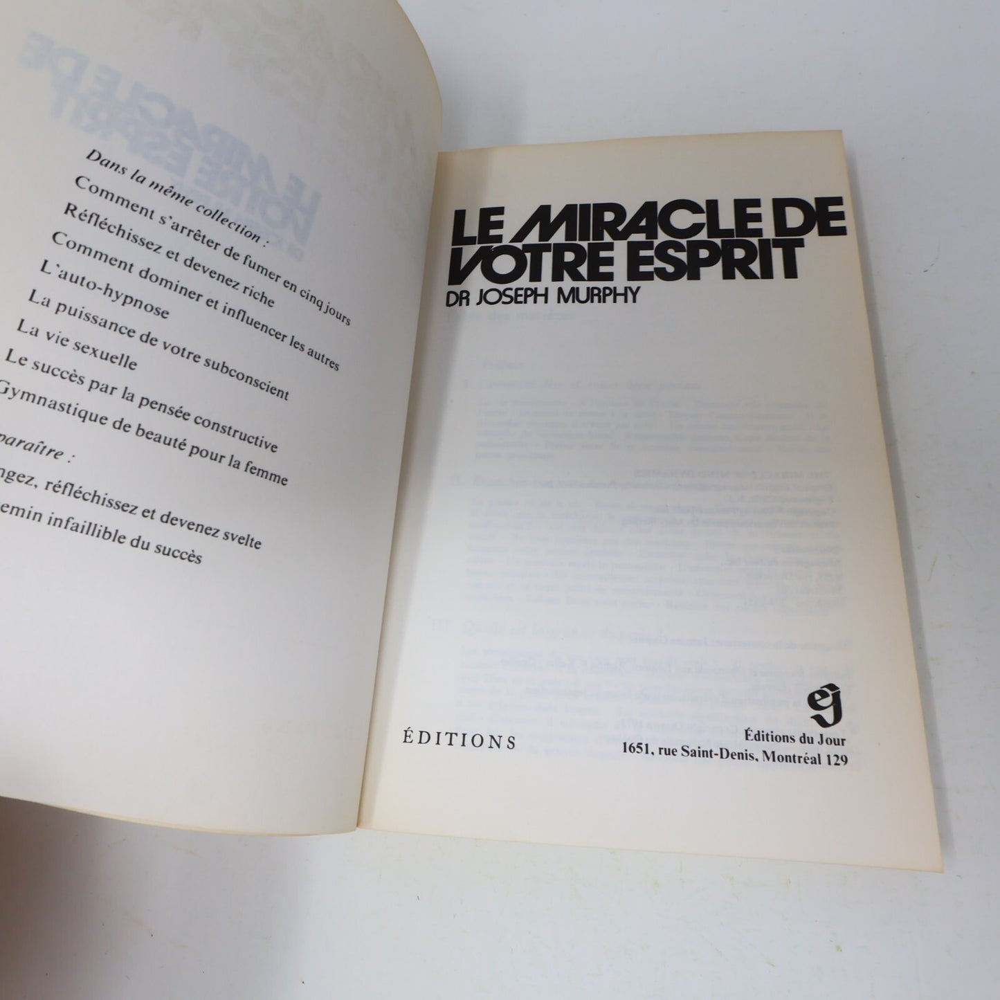 1973 Le Miracle de Votre Esprit Joseph Murphy Éditions du Jour Spiritualité 70s