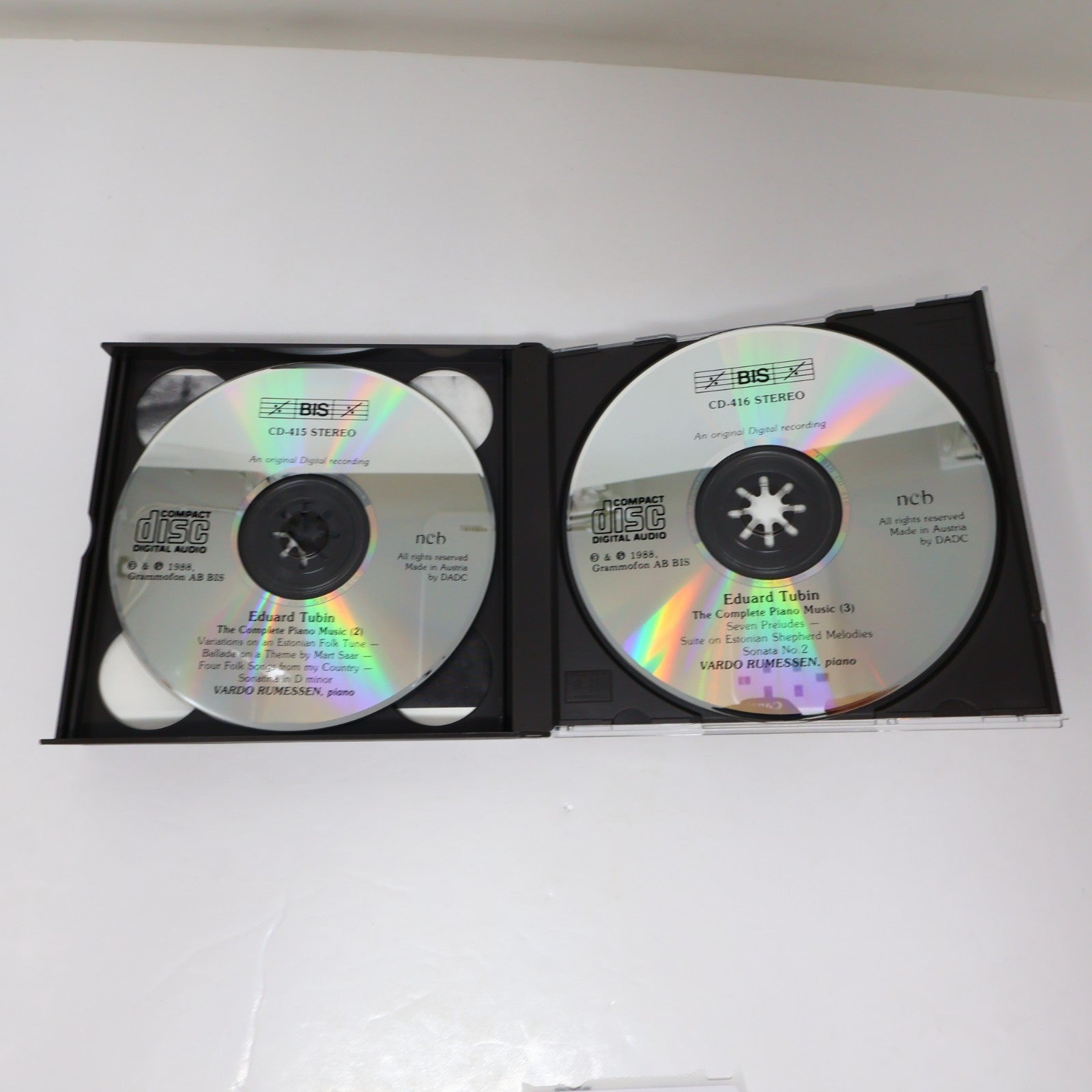 Eduard Tubin The Complete Piano Music CD Vardo Rumessen BIS 1988 BIS-CD-414/416