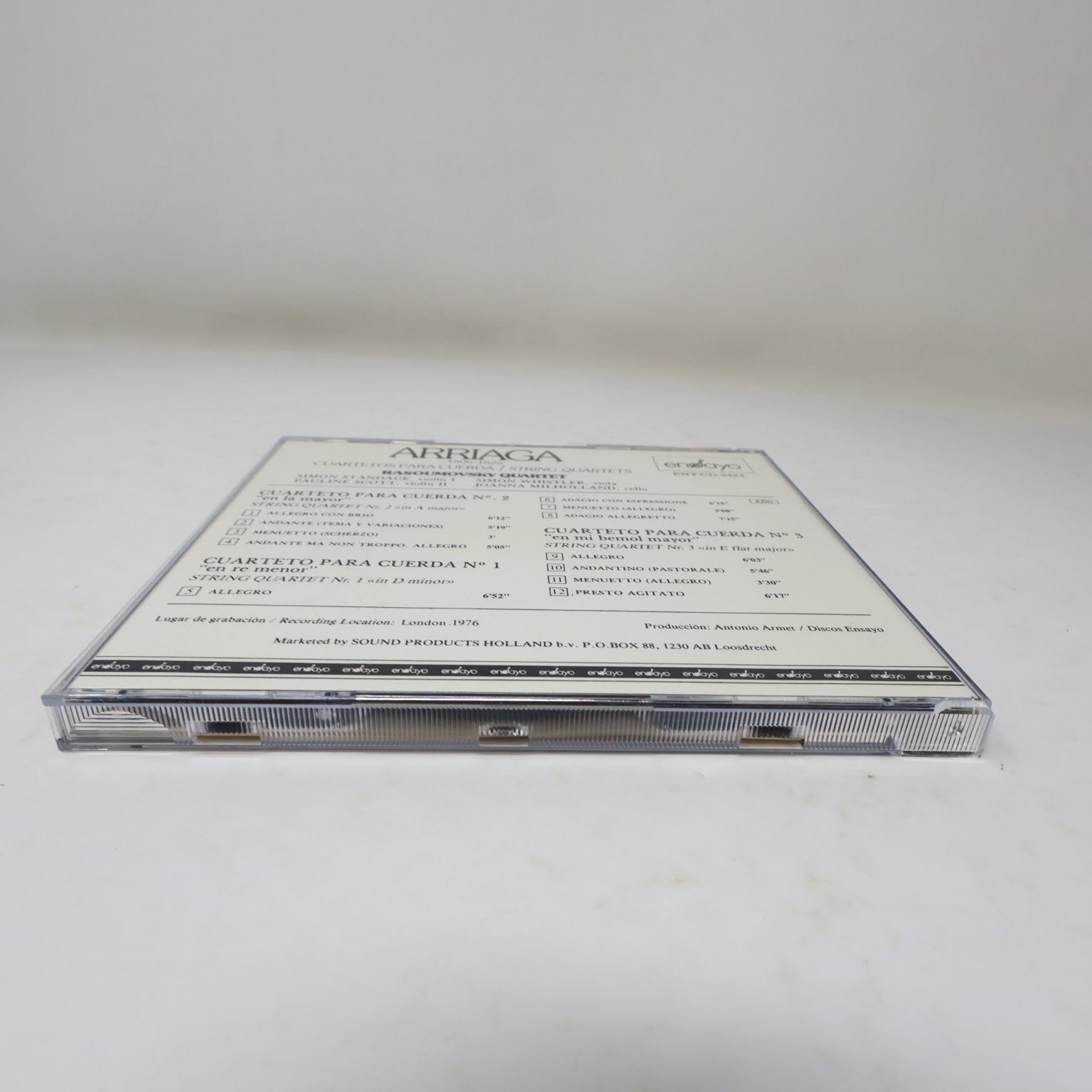 Arriaga String Quartets CD Rasoumowsky Quartet Classical Ensayo ENY-CD-3424