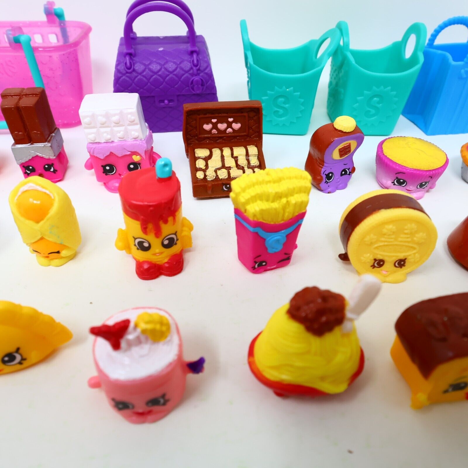 Lot of 33 Shopkins Figures Toys Mixed Food Bread Chocolate Cake Cookies Moose