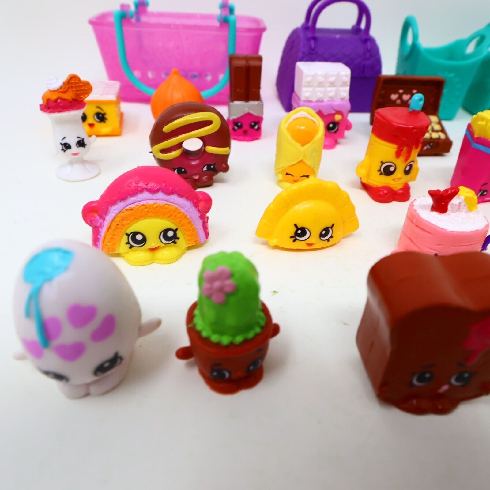 Lot of 33 Shopkins Figures Toys Mixed Food Bread Chocolate Cake Cookies Moose