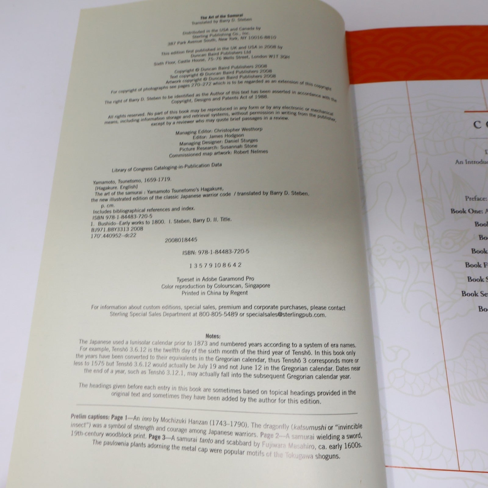 The Art of the Samurai Yamamoto Tsunetomo Duncan Baird 2008 HC History Hardcover