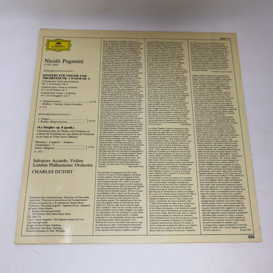 Paganini/Accardo Concerto per Violino Le Streghe Charles Dutoit Record 2530 714