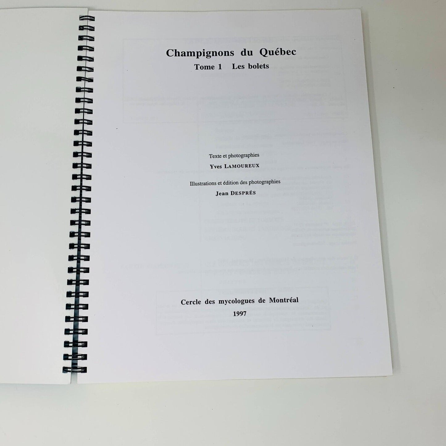 1997 Champignons du Québec Tome 1 Les Bolets Cercle des Mycologues de Montréal
